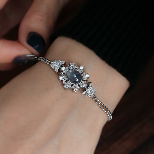 Natural Ice Chalcedony Sterling Silver bracelet |  Size 17-20 cm