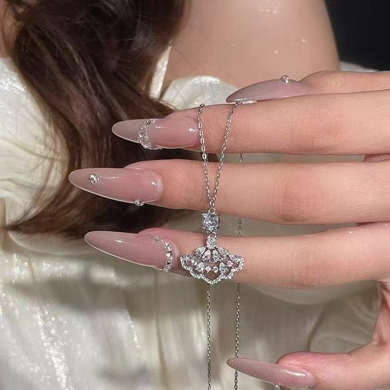 Little dress Moissanite Sterling Silver Necklace - Pass Diamond Test