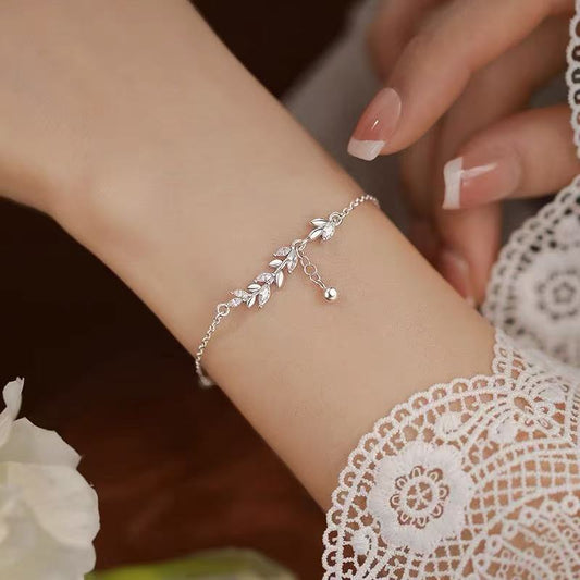 Wheat Crops Sterling Silver Bracelet with Cubic Zircon