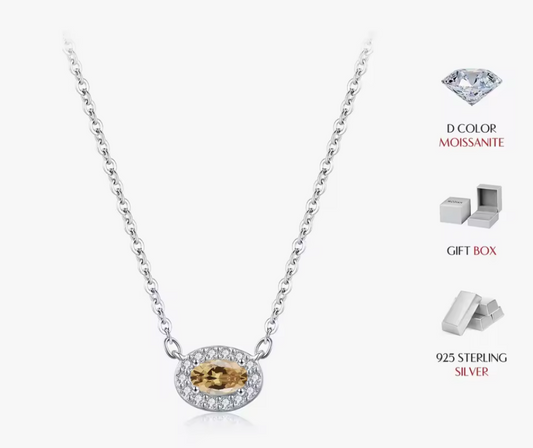 Champagne problem Moissanite Sterling Silver 925 Necklace -Certificate Included