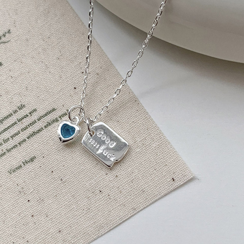 Blue Heart Good Luck Sterling Silver Necklace