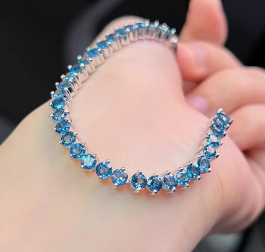 Natural Topaz Sterling Silver 925 Bracelet With Certificate