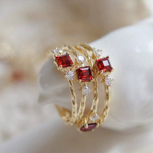 9K Gold Natural Red Garnet Certified Ring