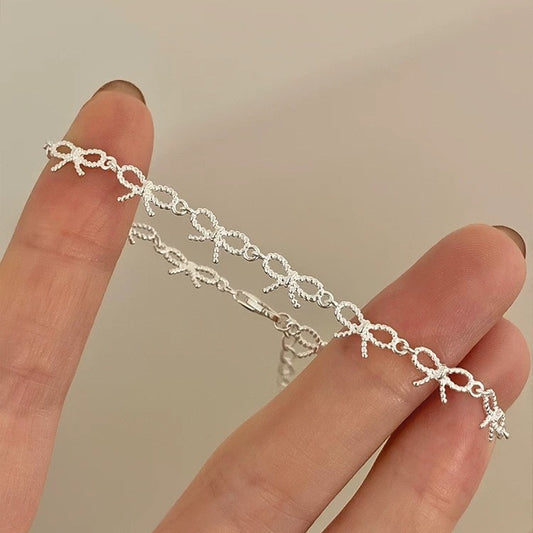 Cute Bows Chain Sterling Silver Bracelet