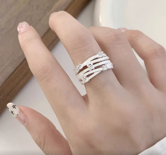 Intertwined Sterling Silver 925 Ring Band- Resizable