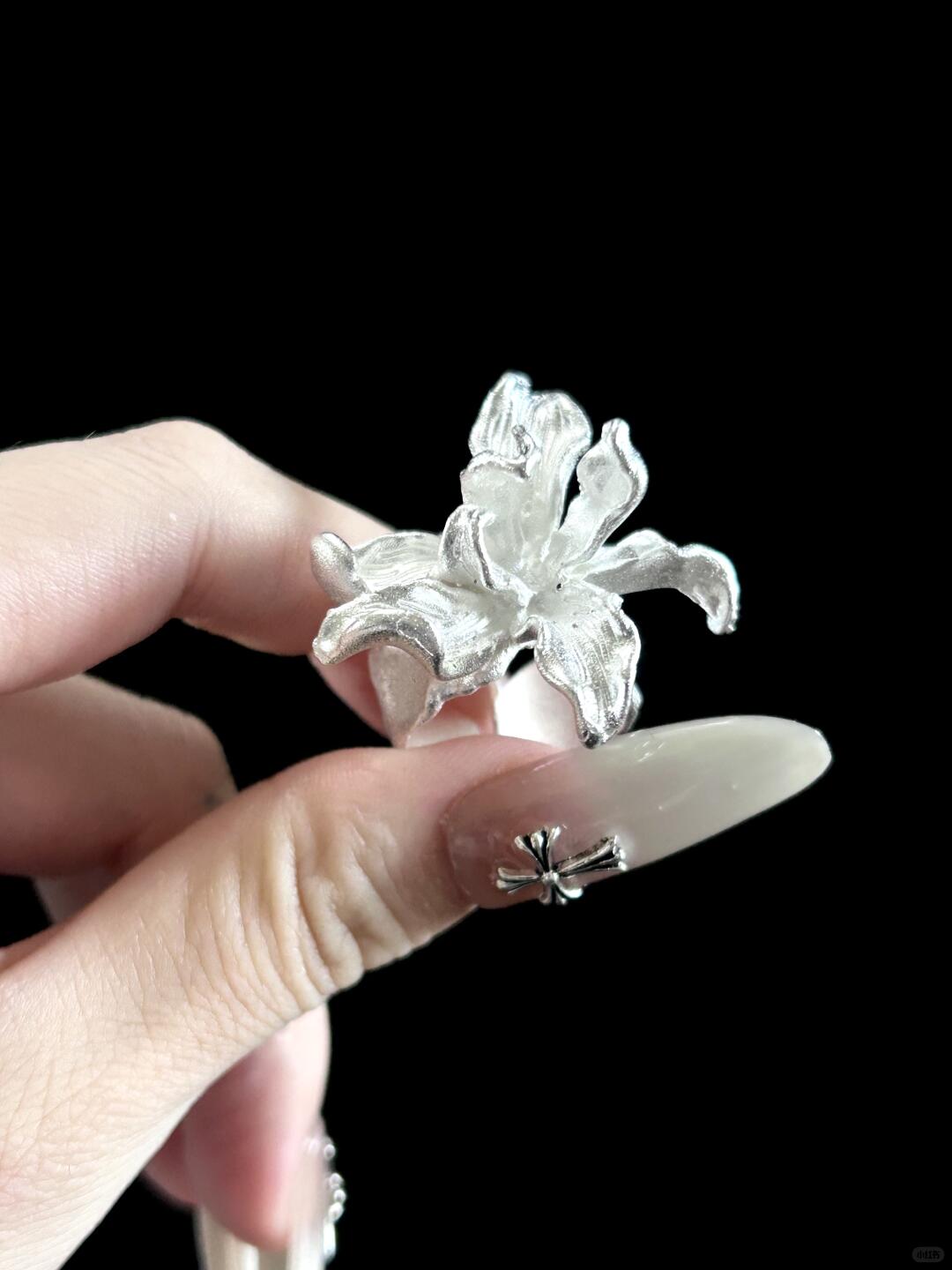 Flower of Iris Sterling Silver 925 Ring-Resizable