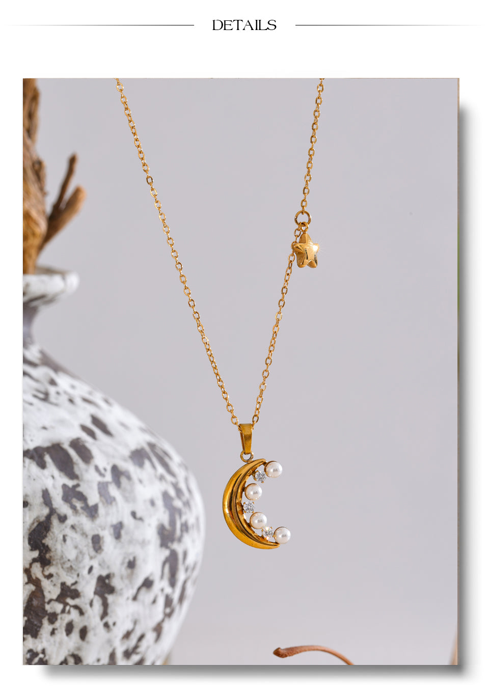 Ethereal Crescent moon Night 18k Gold Filled Necklace