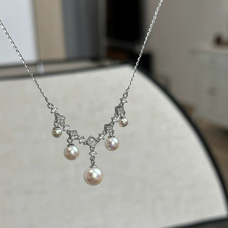 Pearls Rain Sterling Silver Necklace
