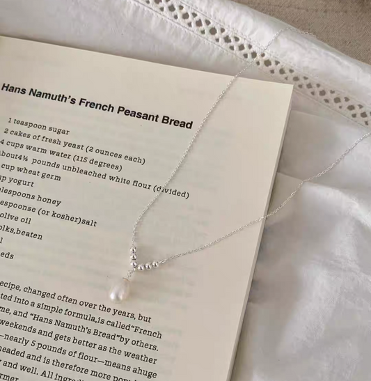 Mermaid Tear Drop Sterling Silver Pearl Necklace