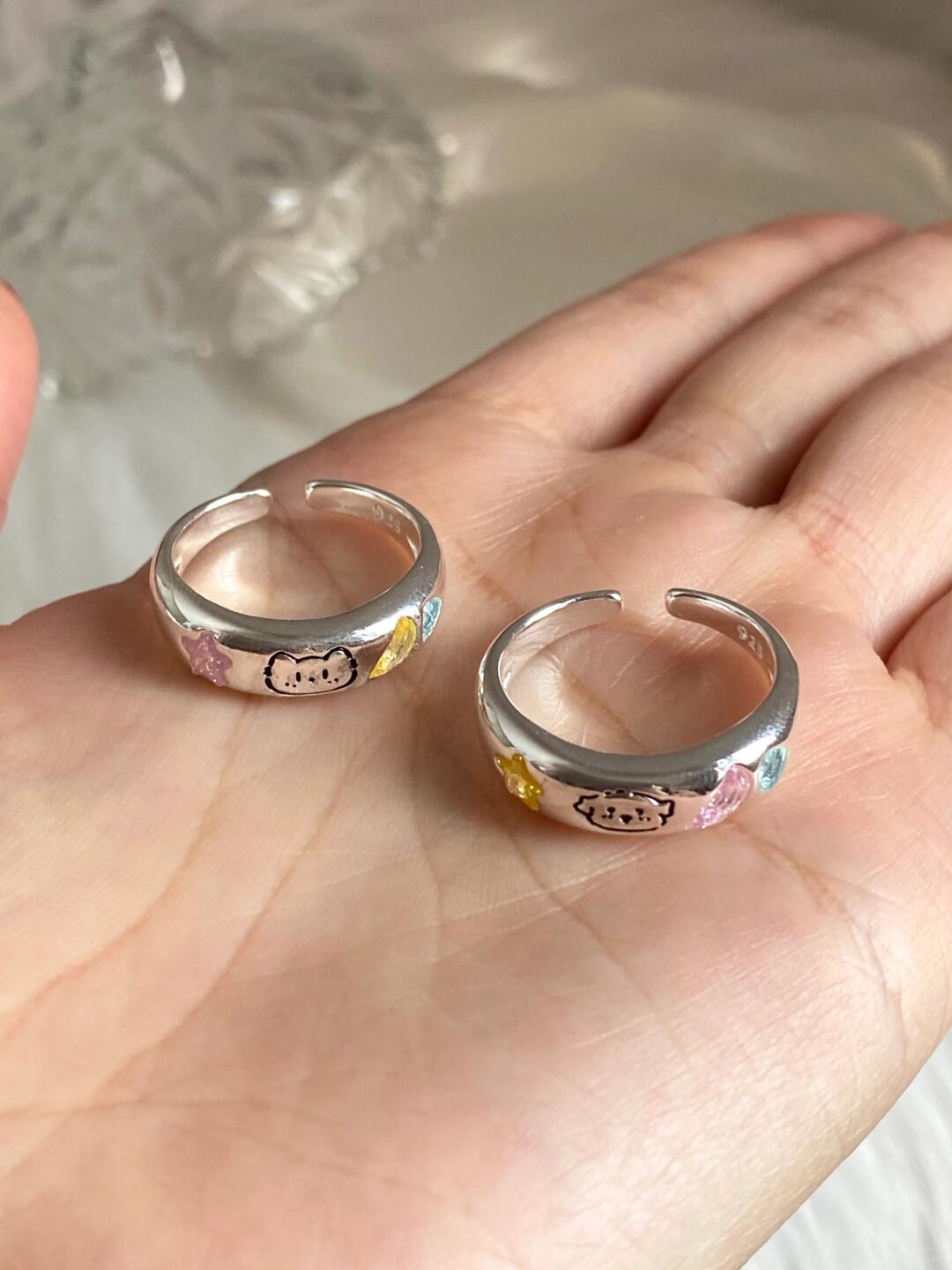 Cat & Dog Sterling Silver Ring set