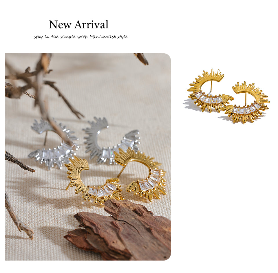 Sunrise 18k Gold Filled Cubic Zircon Stud Earrings