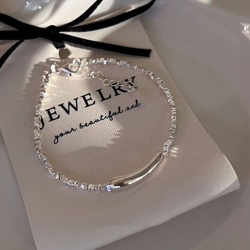 Water Droplet Sliver 925 Chained Bracelet