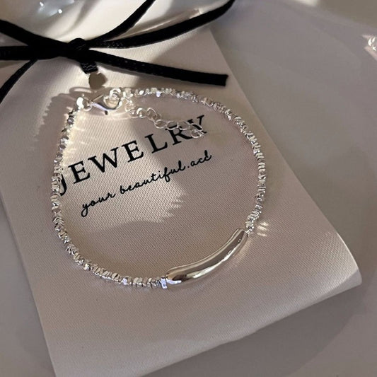 Water Droplet Sliver 925 Chained Bracelet