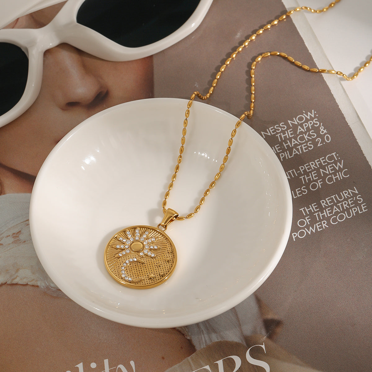 Gold Filled  Sun Moon Necklace