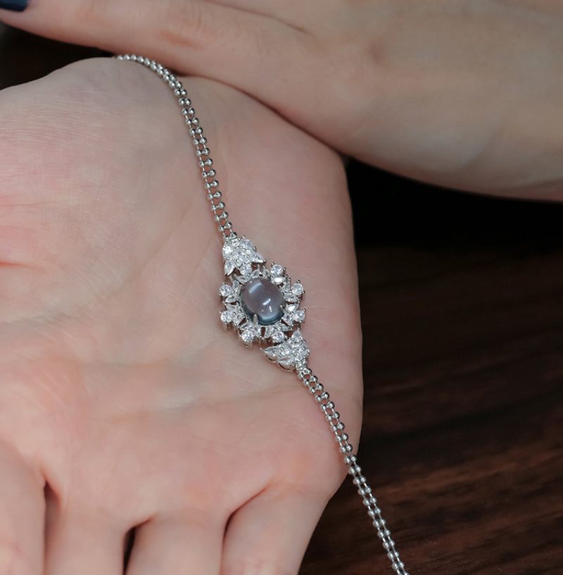 Natural Ice Chalcedony Sterling Silver bracelet |  Size 17-20 cm