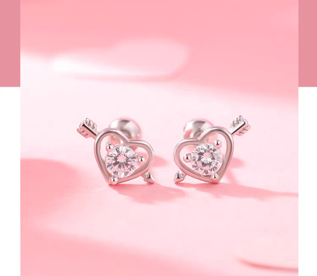 Cupid shot Sterling Silver 925 Stud earrings