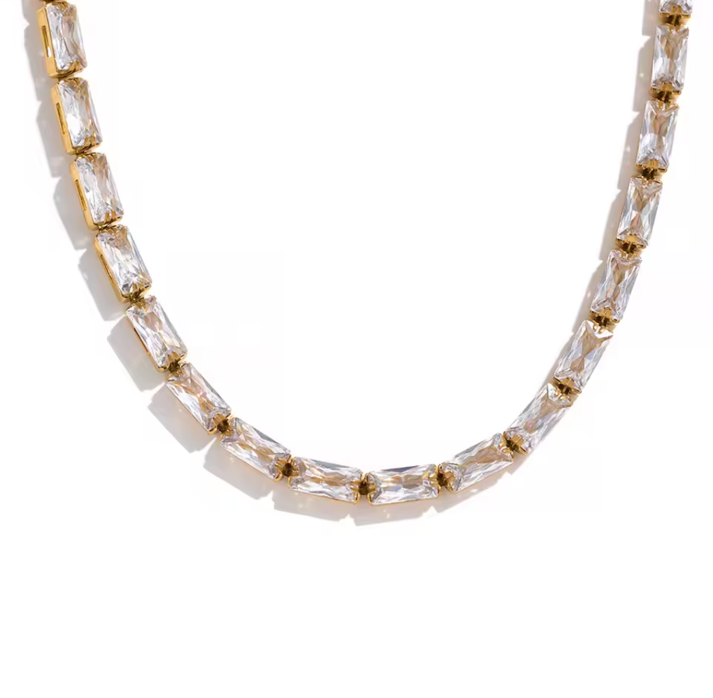 Gold filled Cubic Zircon Non Tarnish Water Proof Necklace and Bracelet Set