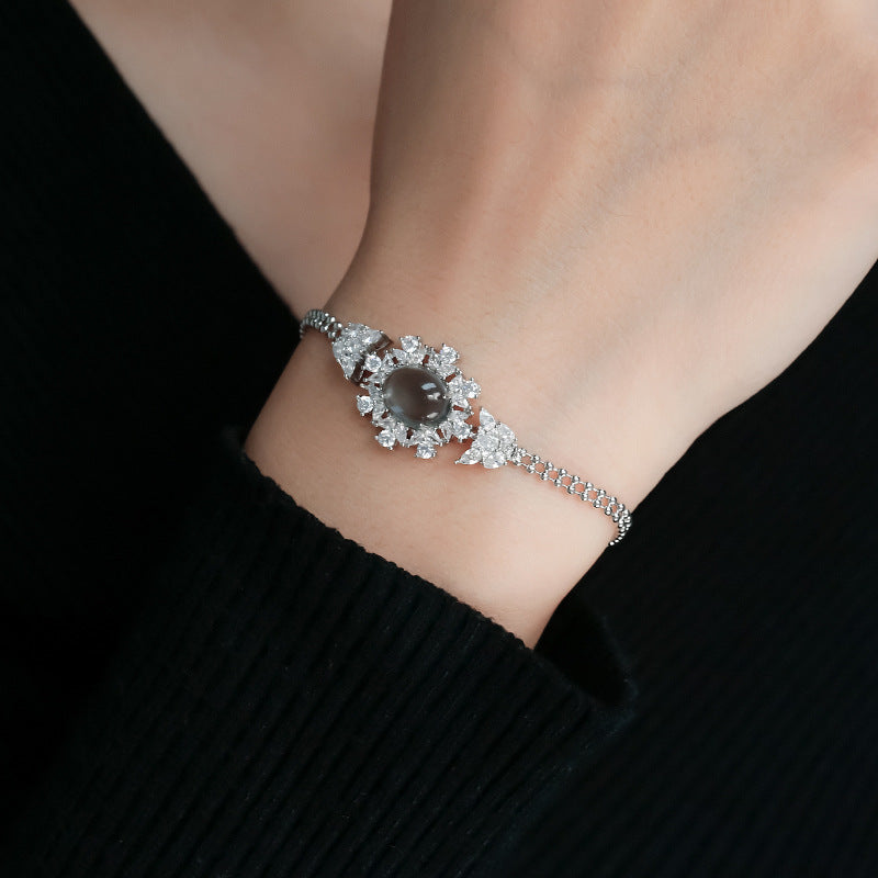 Natural Ice Chalcedony Sterling Silver bracelet |  Size 17-20 cm