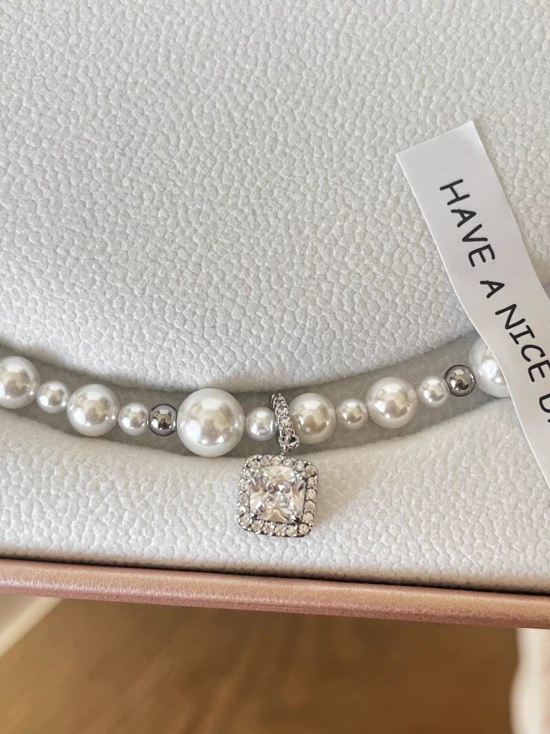 Natural Australian Pearls Square garden Sterling Silver Necklace -Giftable Packing as Picture s-Greeting Card-Custom Hand written Note