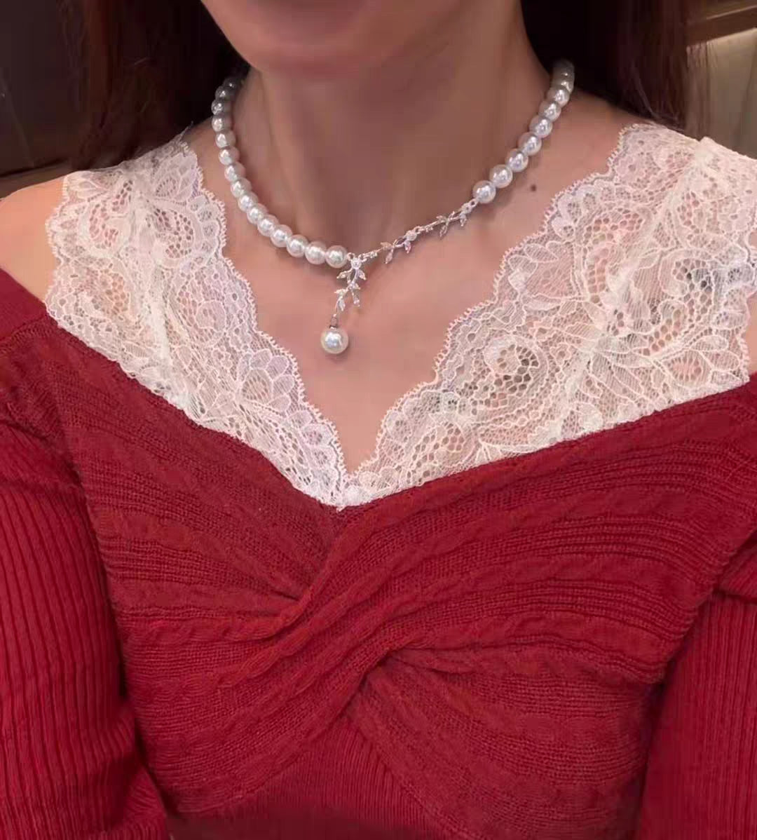 Natural Australian Pearls 8mm Floral Arrangement Sterling Silver Necklace -Giftable Packing as Picture s-Greeting Card-Custom Hand written Note