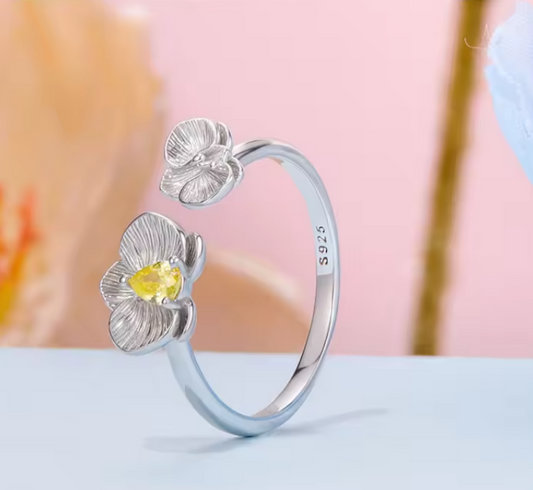 Phalaenosis Floral Sterling Silver 925 Ring