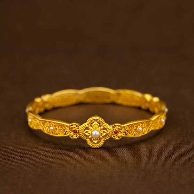 Traditional Artistic expression 18k Gold filled bangle bracelet