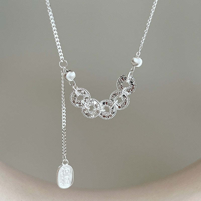 Five lucky charm coin Sterling Silver Necklace