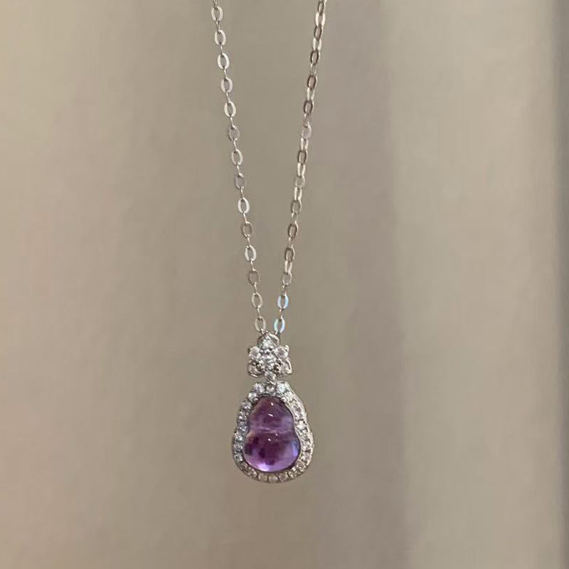 Purple Jade Sterling Silver Necklace