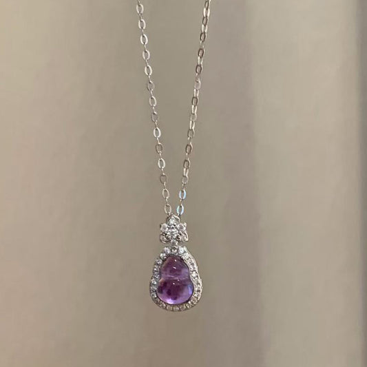 Purple Jade Sterling Silver Necklace