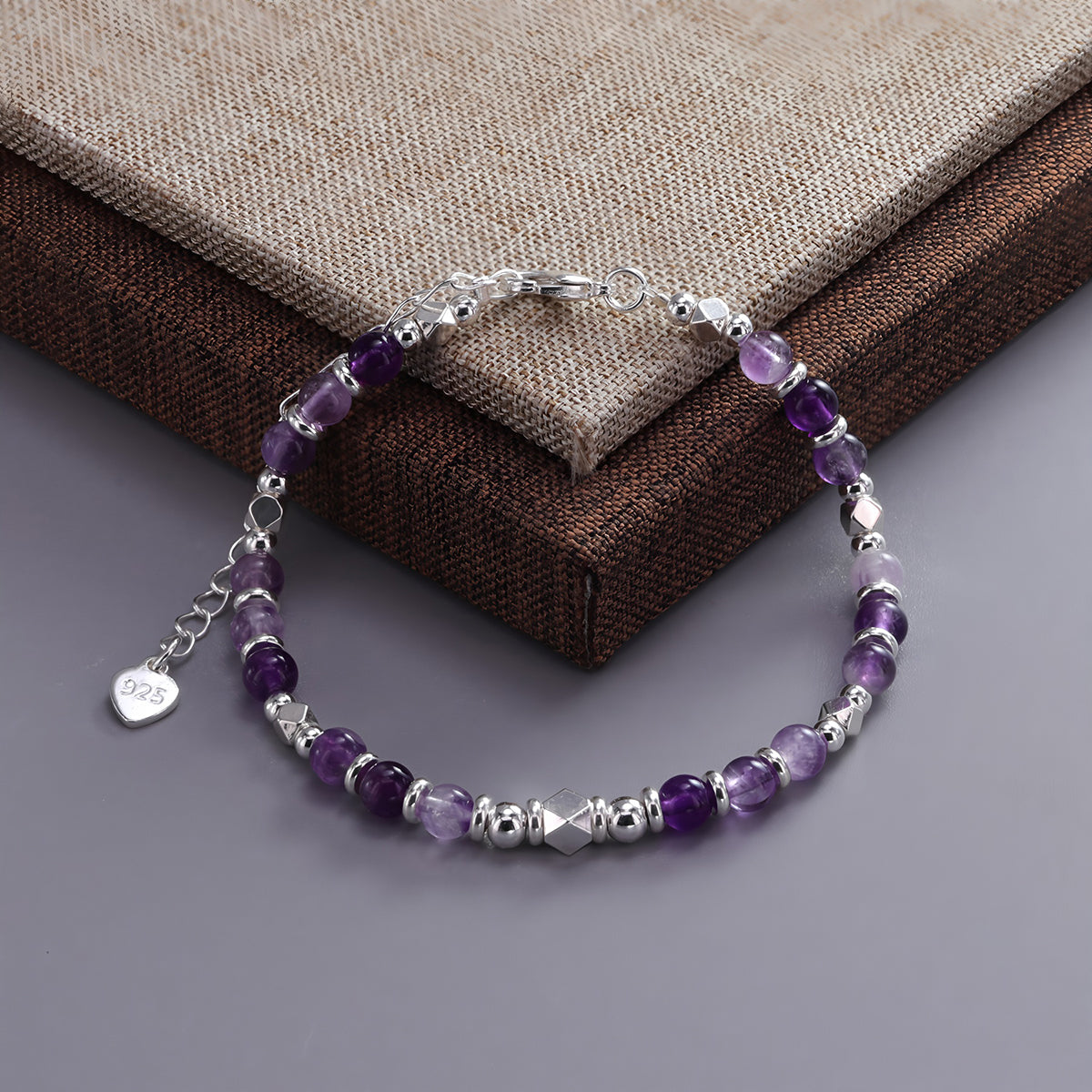 Amethyst with Sterling Silver 925 beads Bracelet